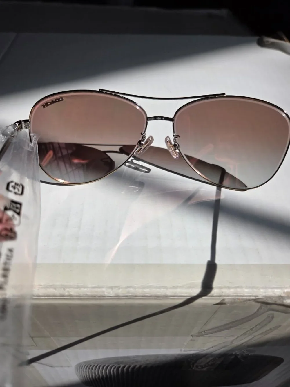 NEW IN CASE AUTHENTIC COACH HC7079 90056F Light Gold Sunglasses